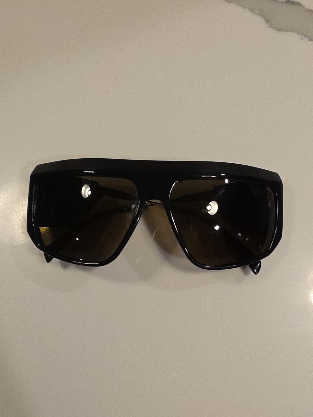 Balmain Glossy Black Oversized Shield Sunglasses